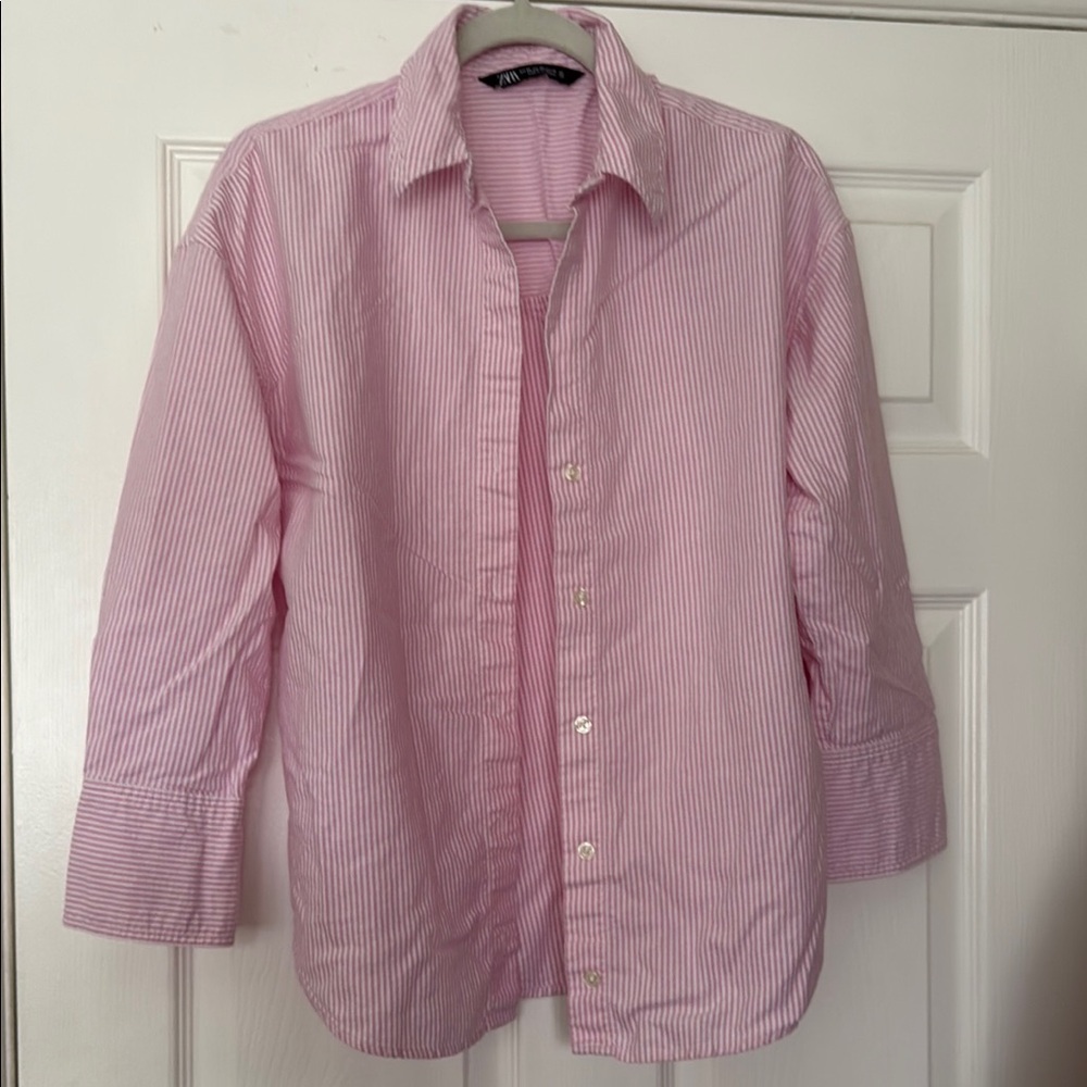 Pink Striped Button-Up Shirt